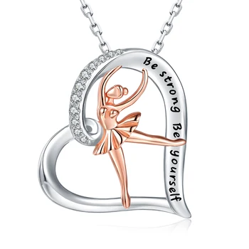 Ожерелье с подвеской для балетных танцев из стерлингового серебра 925 пробы с кубическим цирконием, ювелирные изделия, подарки для женщин, девочек-подростков, Балерин, танцовщиц