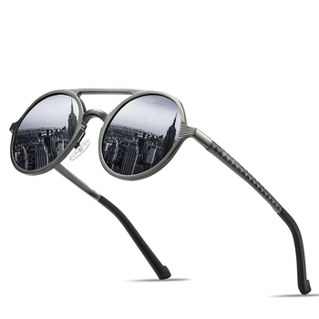 Бренд XaYbZc Алюминиевомагниевые поляризованные солнцезащитные очки 2023 Солнцезащитные очки Мужские Круглые Очки для вождения в стиле панк Shadow Oculus Masculino