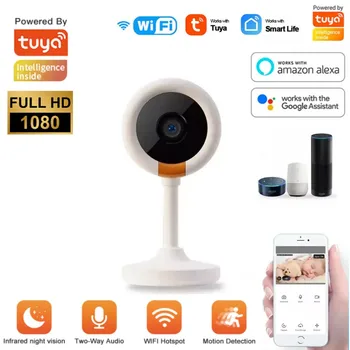 Tuya Внутренняя Wifi камера 1080p HD, умная домашняя IP-камера видеонаблюдения, совместимая с Alexa и Google Home