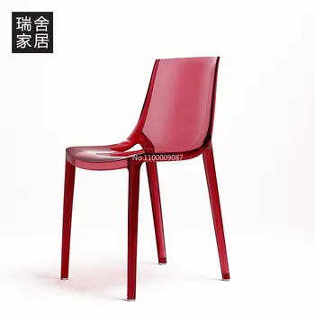 Скандинавский стул современный минималистичный домашний акриловый пластиковый стул с дизайнерской спинкой, мебель для обеденного стула дизайнерская мебель
