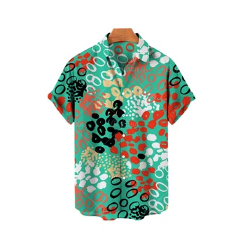 Модная Мужская Повседневная рубашка с 3D Принтом И Отворотом В гавайском стиле, Топ С Короткими Рукавами, Свободный И Дышащий Свежий Пляжный Тренд