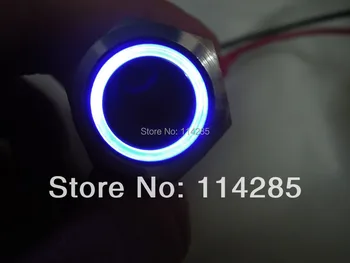 19 мм 12 В 5A автомобильный синий светодиодный светильник Angel Eye, металлический кнопочный переключатель включения-выключения для автомобиля DIY