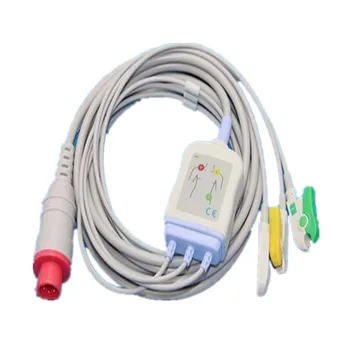 Совместимость с Bionet BM3 Цельный кабель для ЭКГ пациента, 3 вывода, 6-контактный Кабель для ЭКГ с Зажимным концом, Стандартный Кабель для ЭКГ монитора пациента Стандарта IEC