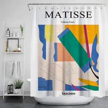 Занавеска для душа Morden Matisse из Водонепроницаемой Ткани, Однотонные Занавески для ванной комнаты, Большая Широкая крышка для ванны, 12 Крючков