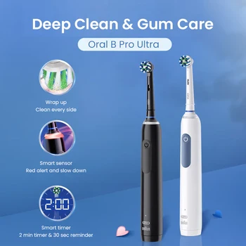 Электрическая зубная щетка Oral B Pro Ultra Pro4 с мягкой щетиной и умным таймером для здоровья полости рта взрослых Глубокая очистка головки Oralb