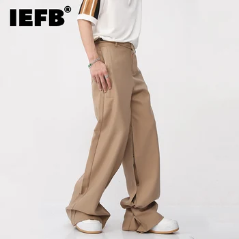 IEFB Весенне-Летние Мужские Повседневные Брюки Suir В Корейском стиле, однотонные прямые брюки на пуговицах, 2023, Новая мода 9A8591