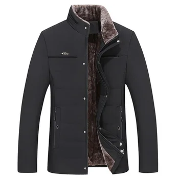 Зимняя мужская куртка Теплая флисовая Деловая повседневная куртка с воротником-стойкой Parker Tick Coat -30 Derees С теплым меховым воротником