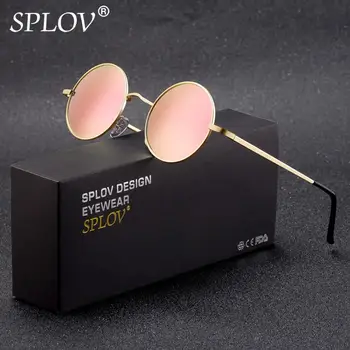 Дизайнерские круглые металлические поляризованные солнцезащитные очки SPLOV в стиле стимпанк для мужчин и женщин, Маленькие винтажные очки Lennon, Классические очки