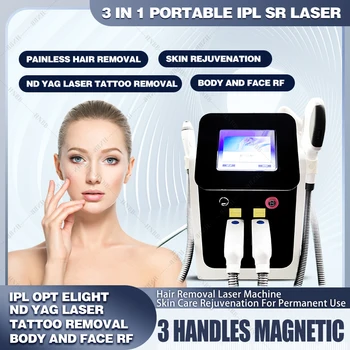 3 в 1 OPT + Laser + RF Для удаления волос, Лазерная машина для удаления татуировок для всех цветов кожи, Оборудование для постоянного удаления волос