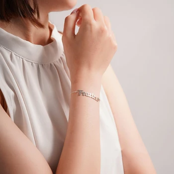 Персонализированный именной браслет Для женщин и девочек с цепочкой из нержавеющей Стали, Индивидуальные браслеты с подвесками, Уникальные ювелирные изделия на заказ, подарок