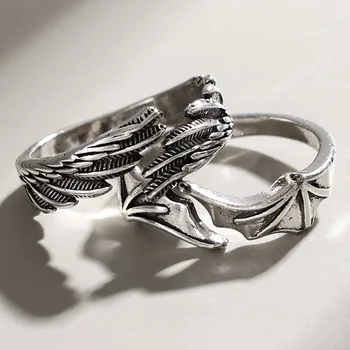 Крылья Ангела-Демона Пары Колец для женщин в стиле хип-хоп, Открытое кольцо для Подростка, украшения для большого пальца, Свадебные украшения