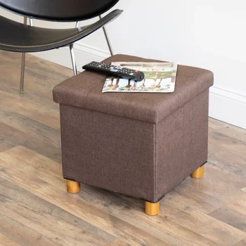Складной Кубический пуф для хранения Humble Crew, табурет для ног с подносом, коричневая компактная мебель