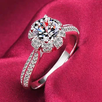 D VVS1 Красивое кольцо с резьбой из муассанита 1 карат, кольцо с бриллиантом из стерлингового серебра 925 пробы. Модные ювелирные изделия, мелкие бриллианты