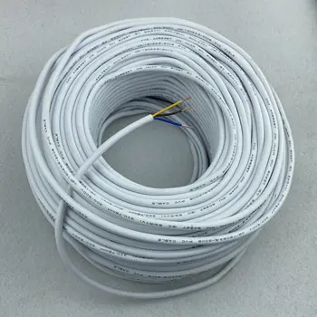 2-жильный/3-жильный/4-жильный круглый кабель длиной 100 м/рулон, покрытый БЕЛЫМ ПВХ, 18AWG (0,75 мм)