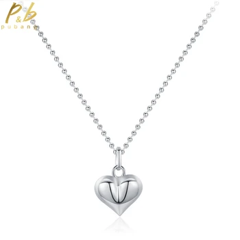 PuBang Изысканные ювелирные изделия из твердого стерлингового серебра 925 пробы, Высокоуглеродистое ожерелье с бриллиантовым сердечком, подарок на Помолвку для женщин, бесплатная доставка