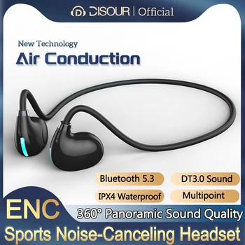 Наушники ENC с шумоподавлением Bluetooth с воздушной проводимостью, Многоточечный ушной крючок, водонепроницаемая спортивная гарнитура DT3.0, Музыкальные/игровые наушники