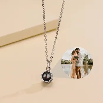 Проекционное фото-ожерелье Персонализированное Пользовательское фото-ожерелье для женщин с круглым кулоном Романтическая память о подруге Женские подарки