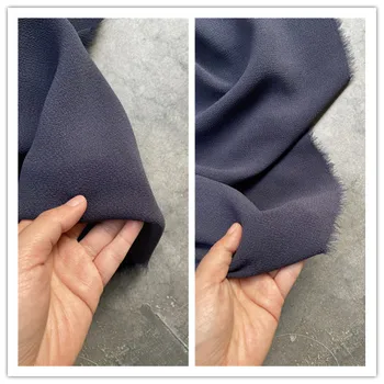 Темно-синяя текстура из тяжелого крепа, японский высококачественный триацетат, Матовая модная ткань, подвеска без морщин