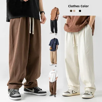 Повседневные брюки из японского чистого хлопка с драпировкой для мужчин, весна 2023, новый винтажный дизайн с двойной складкой, универсальные брюки для мужчин