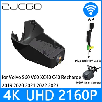 ZJCGO Dash Cam 4K UHD 2160P Автомобильный Видеомагнитофон DVR Ночного Видения для Volvo S60 V60 XC40 C40 Перезарядка 2019 2020 2021 2022 2023