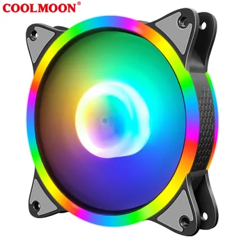 CoolMoon RGB 12 см Корпус Вентилятора с двойной диафрагмой без Звука светодиодный Вентилятор охлаждения процессора ПК 120 мм