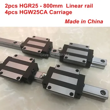 Линейная направляющая HGR25: 2шт HGR25 - 800 мм + 4шт HGW25CA линейные детали для каретки с ЧПУ