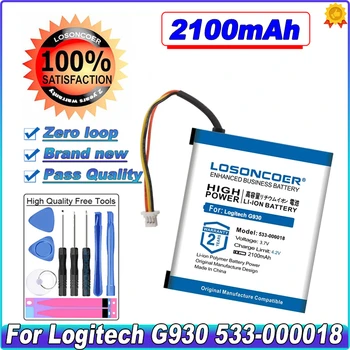Аккумулятор LOSONCOER 2100 мАч 533-000018, F12440097, L-LY11 для Logitech G930, Игровой гарнитуры G930, F540 MX Revolution L-LB2 981-000257