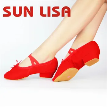 SUN LISA/ Женские танцевальные туфли для девочек и учителей На квадратном каблуке, Балетные танцевальные туфли на массивном каблуке, Черный/Розовый/Красный