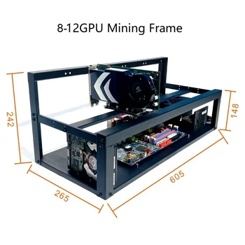 Стальная Монета Open Air Miner Mining Frame Rig Case До 8 GPU 12 GPU Ethereum Bitcoin Mining Rig Алюминиевая Штабелируемая Майнинговая Рама
