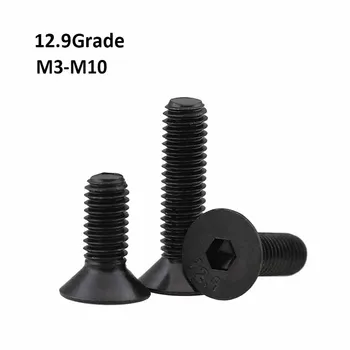 M3 M4 M5 M6 M8 M10 Класс 12,9 Винт С потайной Головкой Гнездо Для Винтов с плоской головкой Черные Шестигранные Шестигранные Болты
