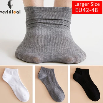 5 Пар Мужских носков большего размера, Хлопчатобумажные Сетчатые простые Однотонные, хорошо эластичные, впитывающие пот Дезодоранты, Невидимые Носки EU42-48