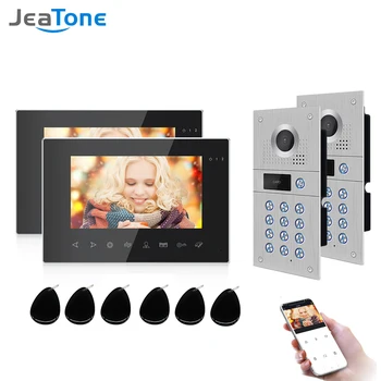 Jeatone WiFi Комплект Видеодомофона IP-Видеодомофон Разблокировка Дверного звонка Камера с 7-дюймовым экраном 1080p Монитор для домашней безопасности