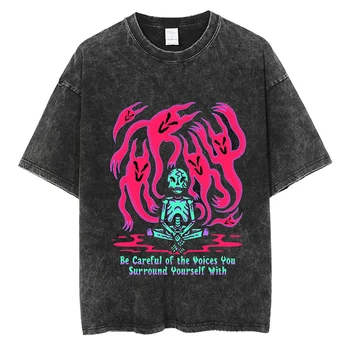 Причудливая футболка с забавным рисунком скелета в стиле хип-хоп, уличная одежда в готическом стиле, Футболка оверсайз, Мужская/женская футболка, хлопок, Винтаж