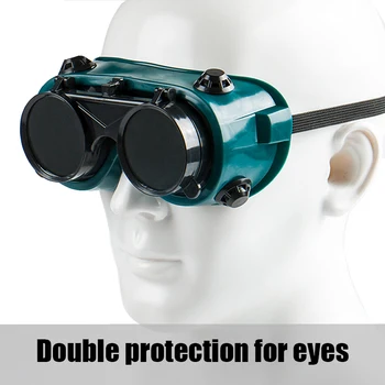 Защитные очки для сварки с Антибликовым покрытием Очки для газовой сварки, резки, пайки, Откидные Темно-зеленые линзы, двойные линзы для поджига