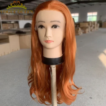 Vogue Queen Оранжевый Синтетический парик с волнистой линией фронта Шнурка, натуральная линия роста волос, термостойкие волокна, Парики для Косплея для женщин