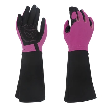 Обновленные длинные садовые перчатки для женщин/Мужчин-Перчатка для обрезки роз, защищенная от шипов, Сверхпрочная- Длина 38 см/15 дюймов, зеленый/фиолетовый