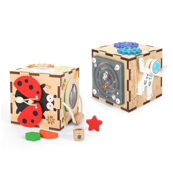 Деревянная механическая модель-головоломка, Детский игровой кубик, Игровой блок Монтессори, Деревянная игра-головоломка, механическая модель, шкатулка с сокровищами