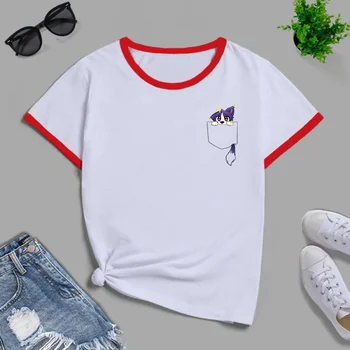 Модная женская хлопковая футболка с милым рисунком лисы с блокировкой цвета, круглый вырез, Свободные женские топы с коротким рукавом размера плюс