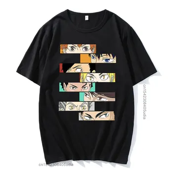 Горячая распродажа, футболка с принтом японского аниме Haikyuu Funny Eyes для мужчин, футболки с рисунком манги, топы, футболка Оверсайз, Повседневная мужская короткая майка