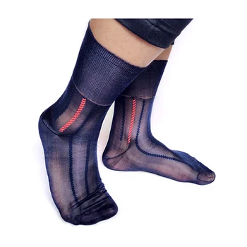 Фирменные прозрачные нейлоновые Шелковые носки для мужчин, вечернее платье, Носки для костюмов, Жаккардовые Тонкие Прозрачные гей-сексуальные носки, мягкие мужские носки