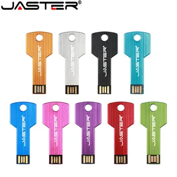 JASTER Металлический ключ Формы USB Флэш-Накопитель Ручка-Накопители с Пользовательским логотипом Memory Stick Реальной Емкости U-Диск 4G 8G 16G 32GB 64GB 128GB