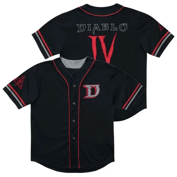 Diablo IV, Черная бейсбольная футболка из Джерси с V-образным вырезом и коротким рукавом, Футболка Harajuku, Уличная Женская Мужская футболка 2023, Модная одежда