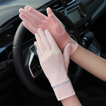 Модные женские перчатки, Летние Женские Солнцезащитные перчатки из Ледяного шелка, тонкие сетчатые дышащие перчатки для вождения, которые можно открывать кончиками пальцев