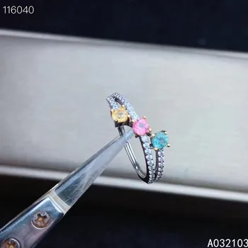 KJJEAXCMY изысканные ювелирные изделия из стерлингового серебра 925 пробы, инкрустированные натуральным турмалином, для девочек, изысканное простое регулируемое круглое кольцо с драгоценным камнем, поддержка ch