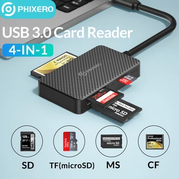 PHIXERO USB 3,0 Type C 4 в 1 5 Гбит/с Устройство Чтения SD-карт Компактная флэш-память Адаптер смарт-карт TF CF MS 15 см Кабель для Портативных ПК Mac