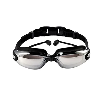 Профессиональные силиконовые водонепроницаемые очки для плавания, противотуманные УФ-очки для плавания с затычкой для ушей для мужчин, Женские очки для водных видов спорта