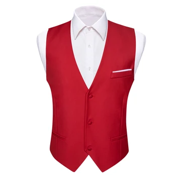 Красный приталенный костюм, жилет для мужчин, Новый жилет с V-образным вырезом, комплекты галстуков для жениха, повседневная вечеринка, свадьба, деловой дизайнер Barry.Wang DM-2428
