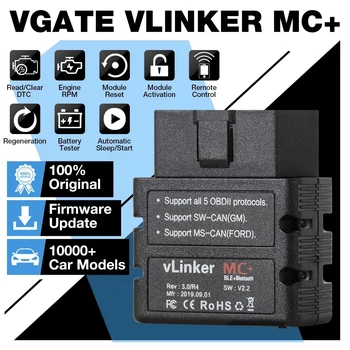 ELM327 V2.2 Vgate vLinker MC + OBD2 Сканер Bluetooth-совместимый 4.0 WIFI Для Android IOS Автоматический считыватель кодов Автомобильные диагностические Инструменты