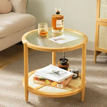 Деревянный маленький столик прикроватный диван в гостиной простой балконный столик со стеклом роскошный журнальный столик приставная мебель