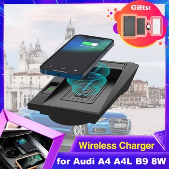 15 Вт Автомобильное Беспроводное Зарядное Устройство для Audi A4 A4L B9 8 Вт S4 2016 ~ 2022 Телефон Быстрая Зарядная Станция iPhone 2017 2018 2019 2020 2021